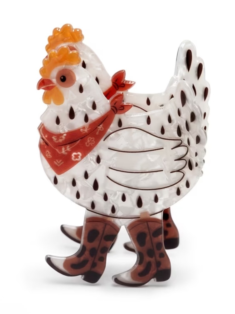 Western Hen with Red Bandana Hair Clip